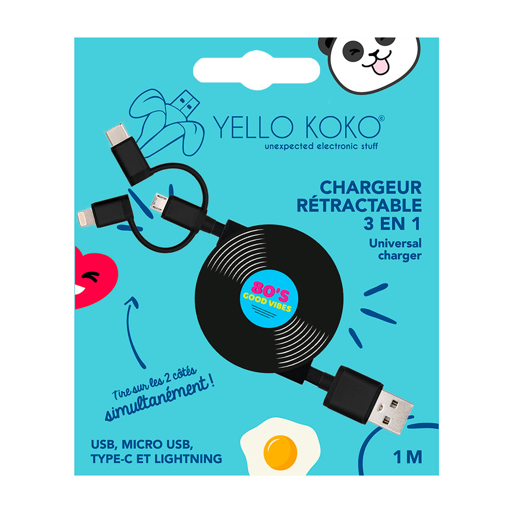 Cable 3 en 1 dérouleur Vinyle