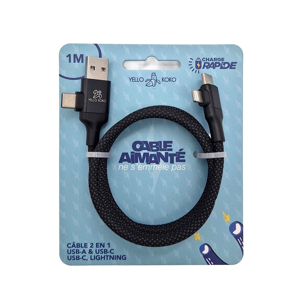 Cable Magnétique Anti-nœuds Noir - Yello Koko