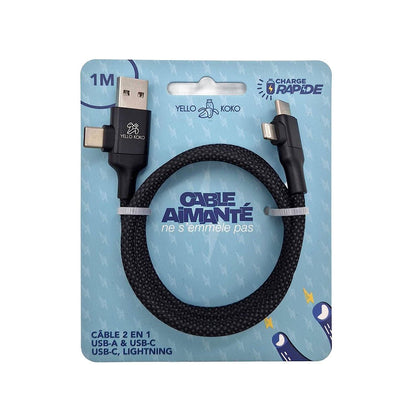 Cable Magnétique Anti-nœuds Noir - Yello Koko
