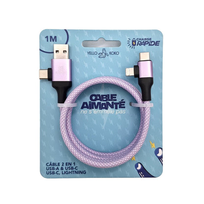 Cable Magnétique Anti-nœuds Rose - Yello Koko